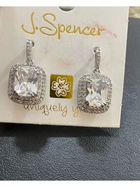 Clear sparkling diamond look zirconia Crystal Halo Drop Earrings in Silver